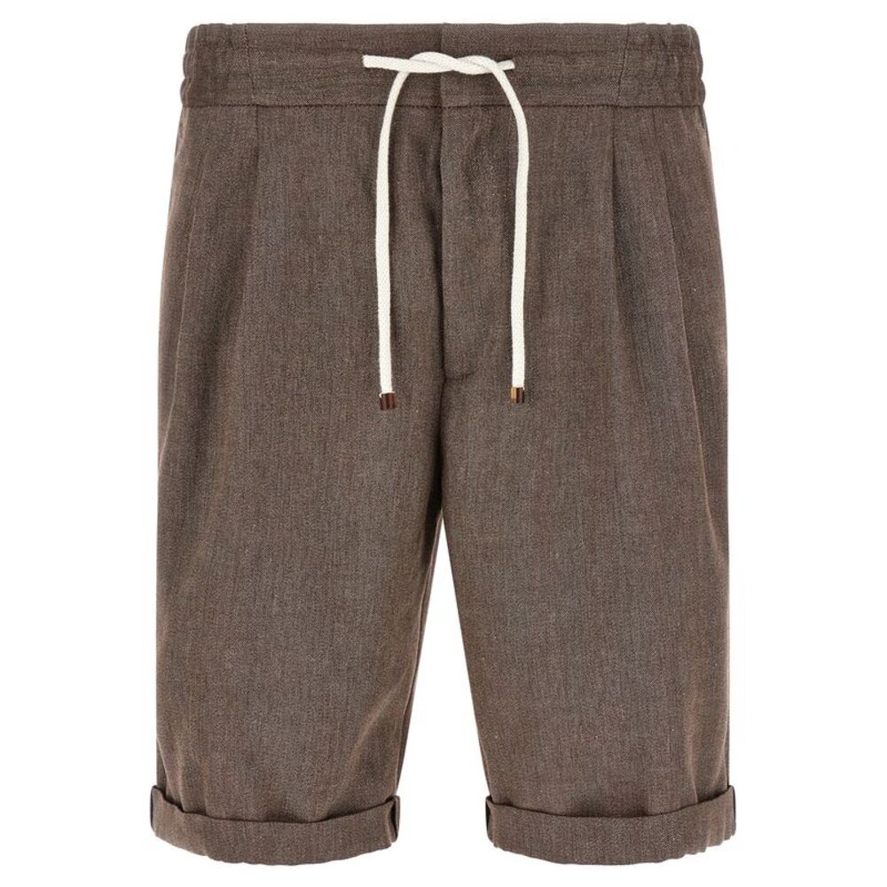 Brunello Cucinelli Men Linen And Wool Bermuda Shorts